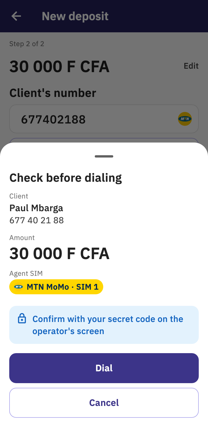 Checking a deposit before dialing