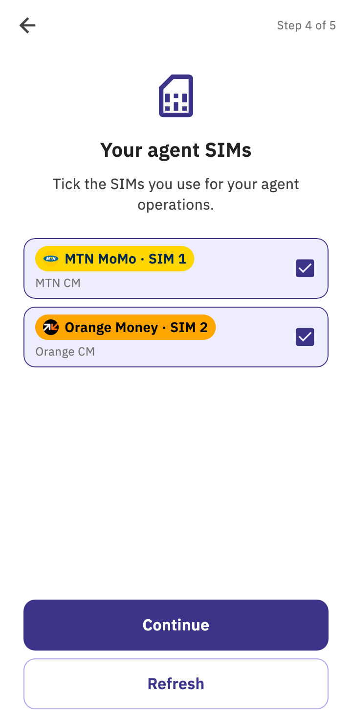 Choosing agent SIMs