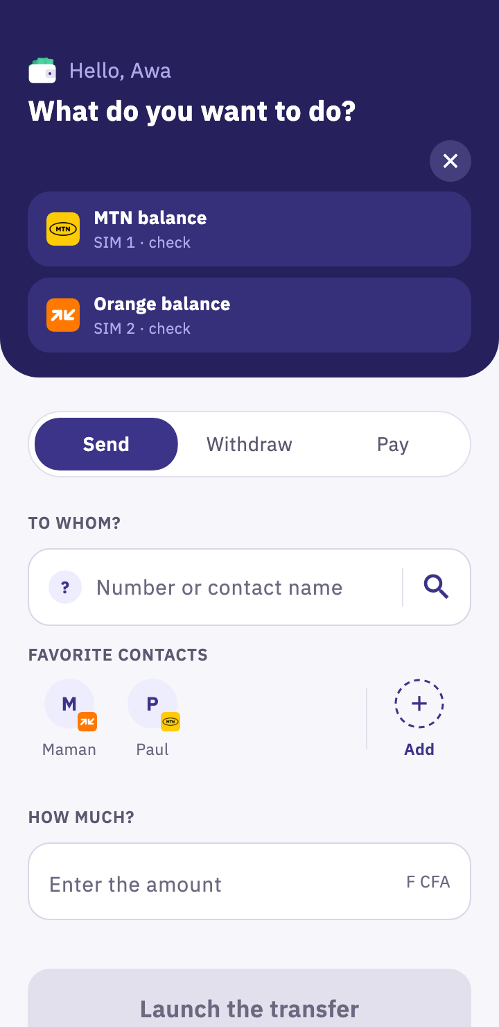 Orange and MTN balance tiles