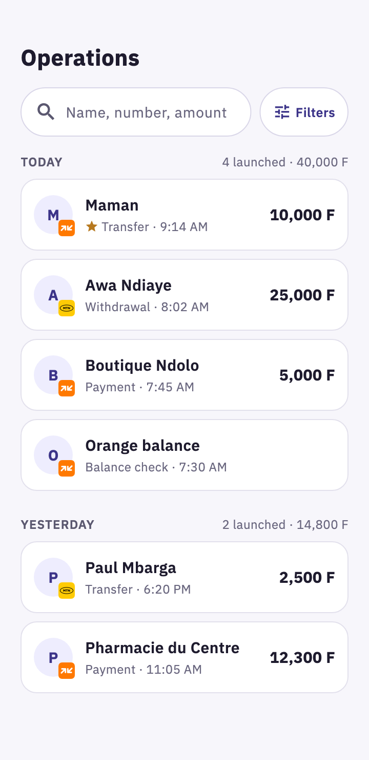 The LeCoCash operations screen