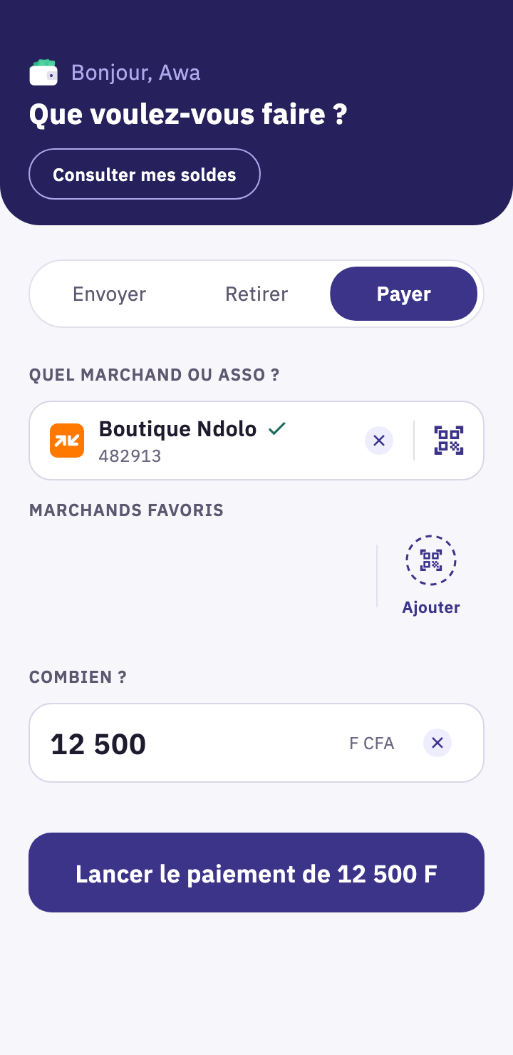 Écran de paiement marchand